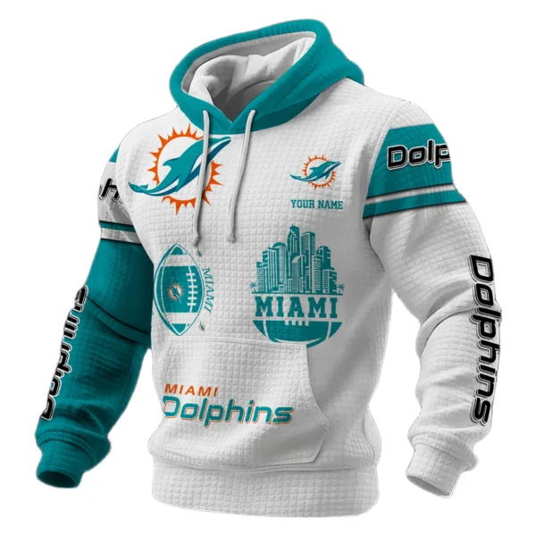 Miami Dolphins Waffle Pullover Hoodie Customize Your Name