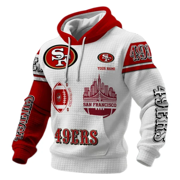 San Francisco 49ers Waffle Pullover Hoodie Customize Your Name