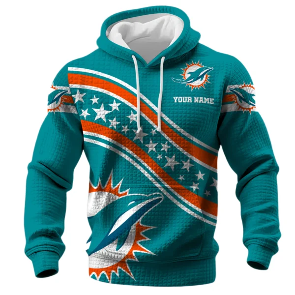 Miami Dolphins Waffle Pullover Hoodie Personalize Your Name
