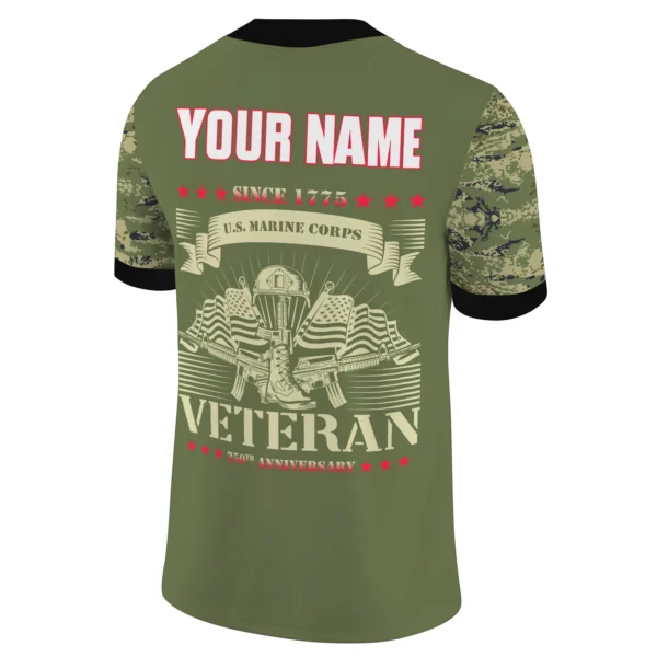 New York Jets x US Marine Corps 250th Anniversary V-Neck Short Sleeve Jersey 3D Limited 2026 Custom Your Name