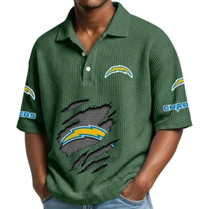 Los Angeles Chargers Waffle Polo Shirt Custom Your Name