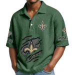 New Orleans Saints Waffle Polo Shirt Custom Your Name