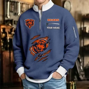 Chicago Bears Waffle Sweatshirt Quarter-Zip Stand Collar 2026 Limited Personalize Name