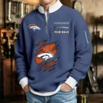 Denver Broncos Waffle Sweatshirt Quarter-Zip Stand Collar 2026 Limited Personalize Name