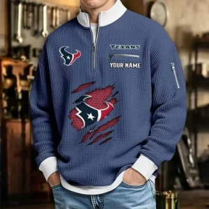 Houston Texans Waffle Sweatshirt Quarter-Zip Stand Collar 2026 Limited Personalize Name