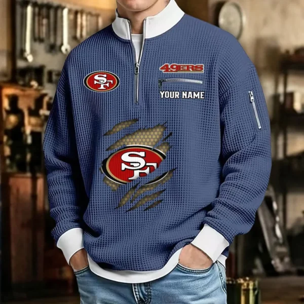 San Francisco 49ers Waffle Sweatshirt Quarter-Zip Stand Collar 2026 Limited Personalize Name