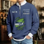 Seattle Seahawks Waffle Sweatshirt Quarter-Zip Stand Collar 2026 Limited Personalize Name