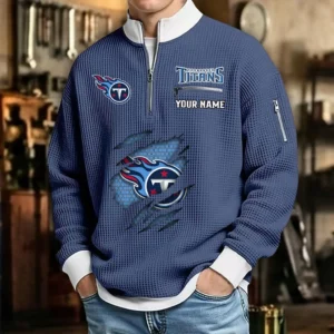 Tennessee Titans Waffle Sweatshirt Quarter-Zip Stand Collar 2026 Limited Personalize Name