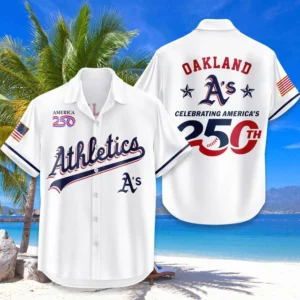 Athletics Hawaiian Shirt 2026 Limited Edition America’s 250th Anniversary USA Flag Premium Crinkle Textured