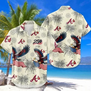 Atlanta Braves Hawaiian Shirt 2026 Limited Premium Crinkle Textured x 250th Birthday Freedom Anniversary