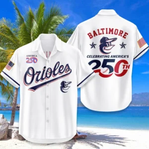 Baltimore Orioles Hawaiian Shirt 2026 Limited Edition America’s 250th Anniversary USA Flag Premium Crinkle Textured