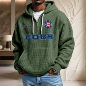 Chicago Cubs Waffle Knit Hoodie Quarter Zip New 2026 Personalize Name