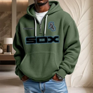 Chicago White Sox Waffle Knit Hoodie Quarter Zip New 2026 Limited Personalize Name