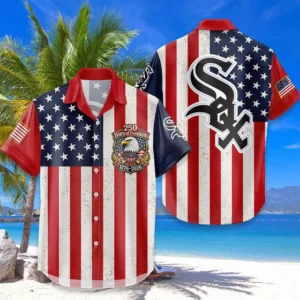 Chicago White Sox Hawaiian Shirt Premium Crinkle Textured 250 Years of Freedom Anniversary 1776-2026 USA Flag