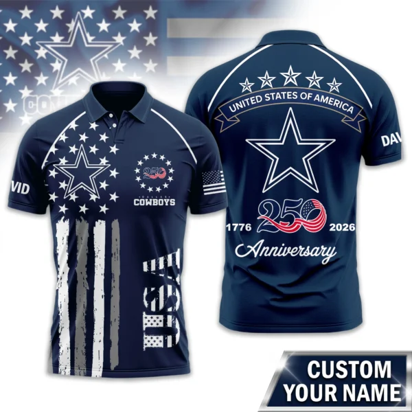 Dallas Cowboys Polo Shirt x America’s 250th Anniversary 2026 Limited Customize Name