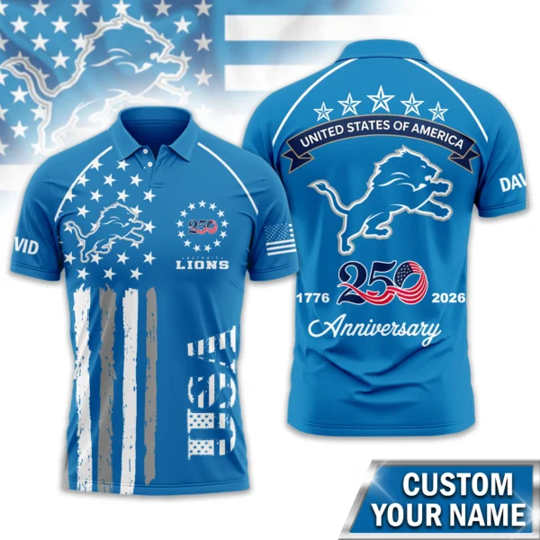 Detroit Lions Polo Shirt x America’s 250th Anniversary 2026 Limited Customize Name