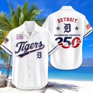 Detroit Tigers Hawaiian Shirt 2026 Limited Edition America’s 250th Anniversary USA Flag Premium Crinkle Textured