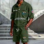 Jacksonville Jaguars Premium Waffle Knit Polo Shorts Set 2026 Limited