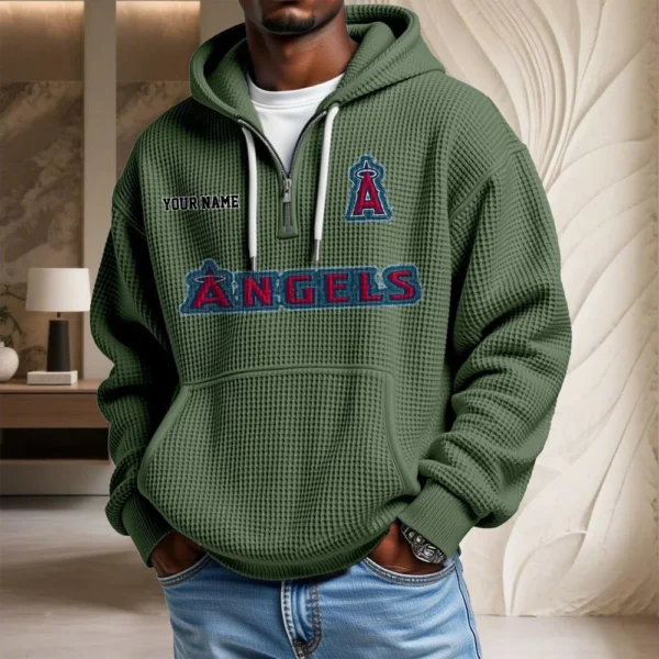 Los Angeles Angels Waffle Knit Hoodie Quarter Zip New 2026 Personalize Name