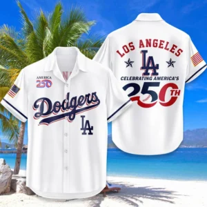 Los Angeles Dodgers Hawaiian Shirt 2026 Limited Edition America’s 250th Anniversary USA Flag Premium Crinkle Textured