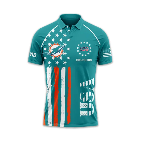 Miami Dolphins Polo Shirt x America’s 250th Anniversary 2026 Limited Customize Name