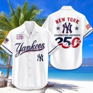 New York Yankees Hawaiian Shirt 2026 Limited Edition America’s 250th Anniversary USA Flag Premium Crinkle Textured
