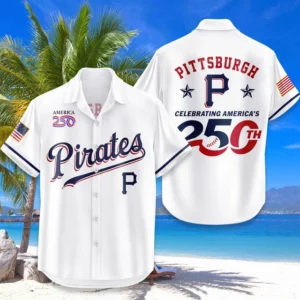 Pittsburgh Pirates Hawaiian Shirt 2026 Limited Edition America’s 250th Anniversary USA Flag Premium Crinkle Textured