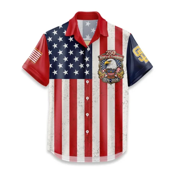 San Diego Padres Hawaiian Shirt 250 Years of Freedom Anniversary 1776-2026 USA Flag Premium Crinkle Textured