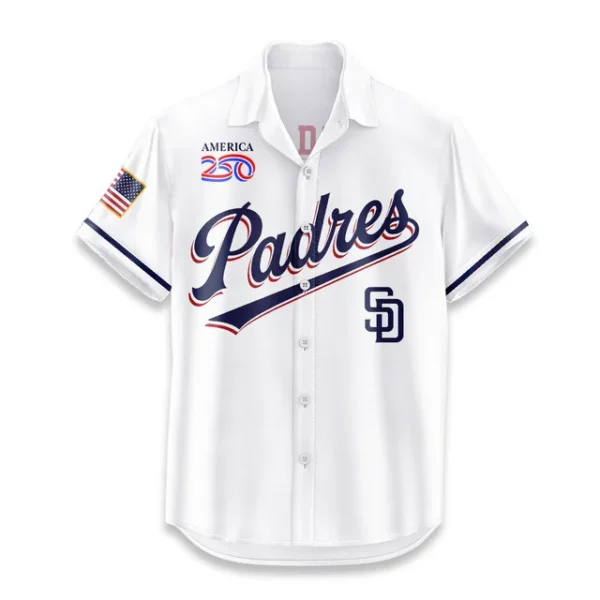 San Diego Padres Hawaiian Shirt 2026 Limited Edition America’s 250th Anniversary USA Flag Premium Crinkle Textured