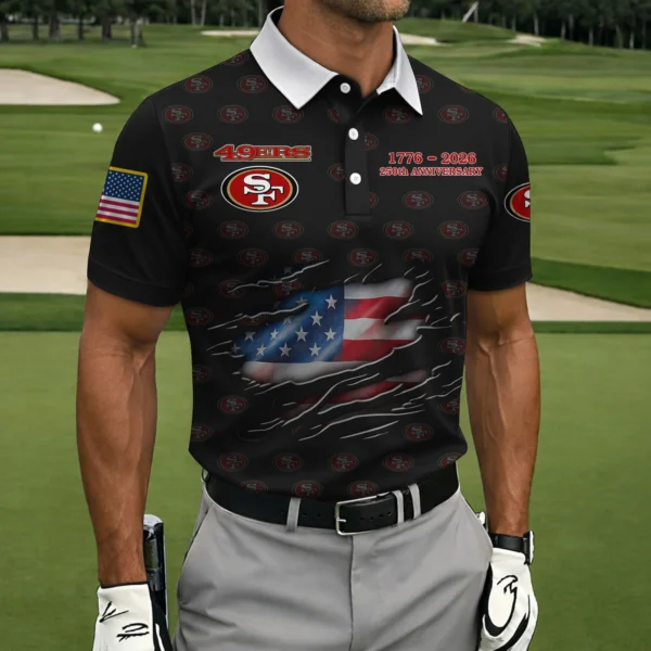 San Francisco 49ers Polo Shirt America’s 250th Anniversary 2026 Limited Personalize Name