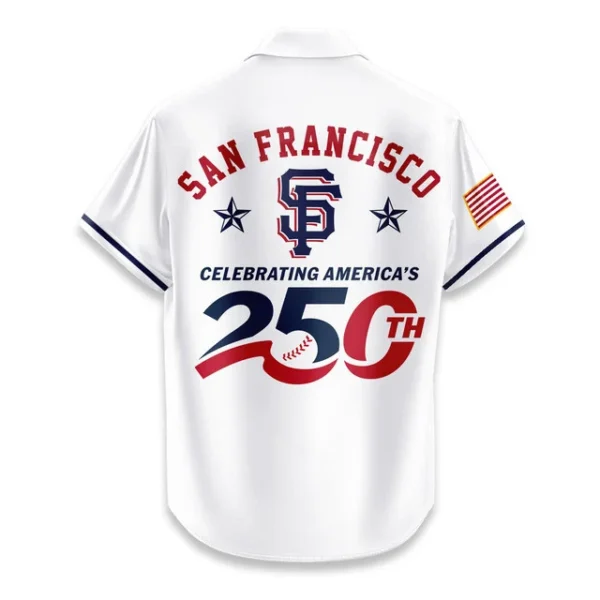 San Francisco Giants Hawaiian Shirt 2026 Limited Edition America’s 250th Anniversary USA Flag Premium Crinkle Textured
