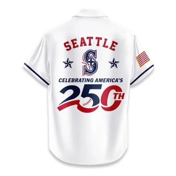 Seattle Mariners Hawaiian Shirt 2026 Limited Edition America’s 250th Anniversary USA Flag Premium Crinkle Textured