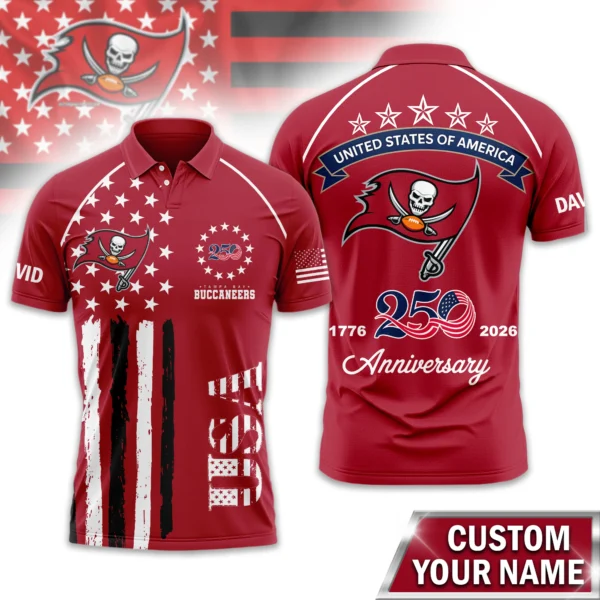 Tampa Bay Buccaneers Polo Shirt x America’s 250th Anniversary 2026 Limited Customize Name