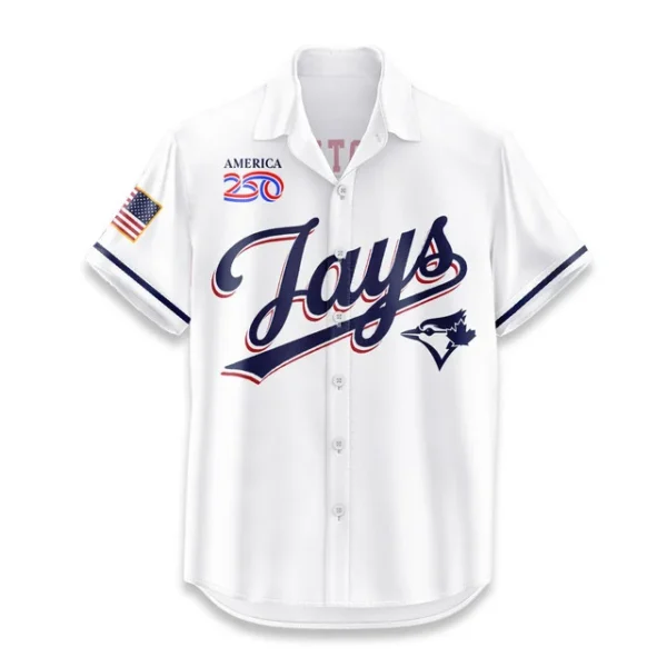 Toronto Blue Jays Hawaiian Shirt 2026 Limited Edition America’s 250th Anniversary USA Flag Premium Crinkle Textured