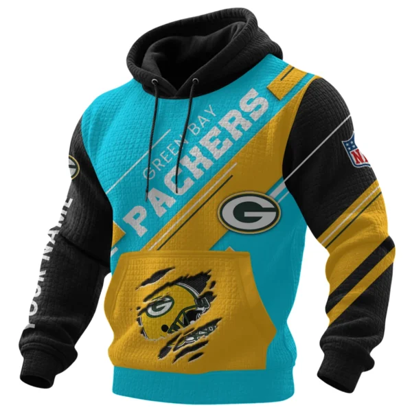 Green Bay Packers Waffle Knit Pullover Hoodie 2026 Limited Edition Personalize Name