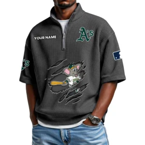 Athletics Polo Shirt 2026 New Men's Quarter Zip Waffle Knit