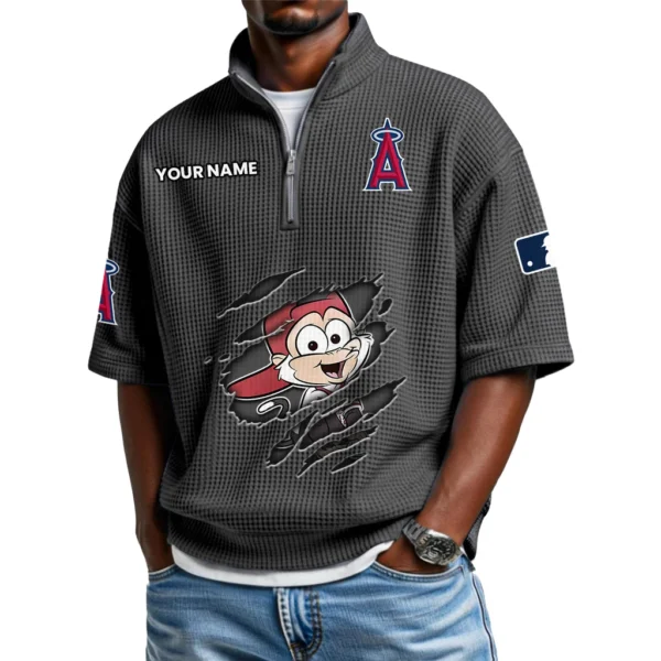 Los Angeles Angels Polo Shirt 2026 New Men's Quarter Zip Waffle Knit