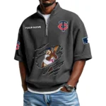 Minnesota Twins Polo Shirt 2026 New Men's Quarter Zip Waffle Knit