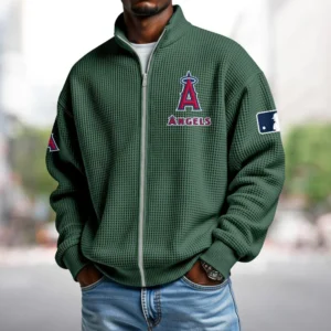 Los Angeles Angels Men’s Full Zip Waffle Knit Long Sleeve Sweatshirt