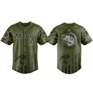 Miami Marlins Baseball Jersey x Bass Fishing Limited Edition Premium Short Sleeve