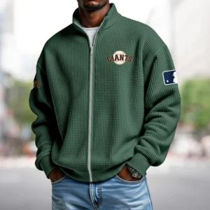 San Francisco Giants Men’s Full Zip Waffle Knit Long Sleeve Sweatshirt