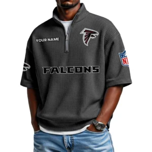 Atlanta Falcons Polo Shirt 2026 New Men's Quarter Zip Waffle Knit