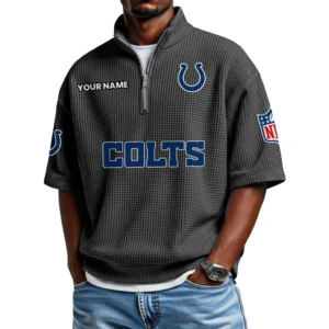 Indianapolis Colts Polo Shirt 2026 New Men's Quarter Zip Waffle Knit