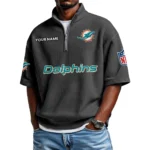 Miami Dolphins Polo Shirt 2026 New Men's Quarter Zip Waffle Knit