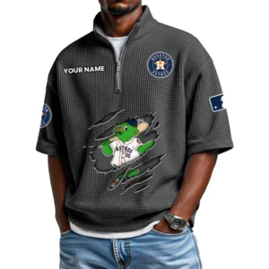 Houston Astros Polo Shirt 2026 New Men's Quarter Zip Waffle Knit