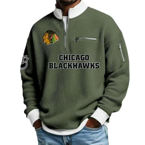 Chicago Blackhawks Waffle Sweatshirt Quarter-Zip Stand Collar 2026 Limited Personalize Name