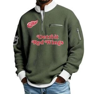 Detroit Red Wings Waffle Sweatshirt Quarter-Zip Stand Collar 2026 Limited Personalize Name