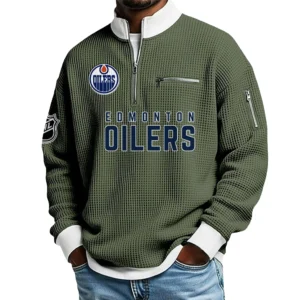 Edmonton Oilers Waffle Sweatshirt Quarter-Zip Stand Collar 2026 Limited Personalize Name