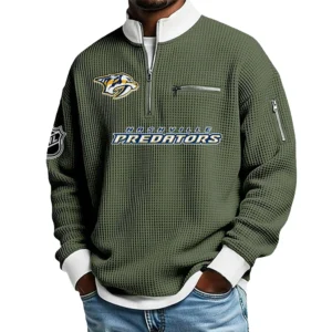 Nashville Predators Waffle Sweatshirt Quarter-Zip Stand Collar 2026 Limited Personalize Name