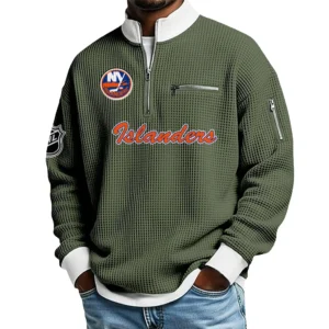 New York Islanders Waffle Sweatshirt Quarter-Zip Stand Collar 2026 Limited Personalize Name